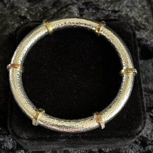 Silpada Hammered Sterling Silver CZ Radiance Bangle Bracelet B2831